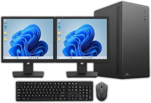 Veno Scorp Office PC Intel Core i5 3.40GHz 16GB RAM 120GB SSD 500GB HDD GT 730 2GB V100 Case Windows 11 Desktop Computer with Dual 19 Monitor Bundle WiFi/Bluetooth/Ethernet/HDMI/LAN for Home Office