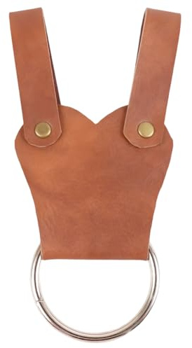 CALFOVERA Falda Medieval de Cuero Sintético para Senderismo, Hacha de Cuero Marrón, Soporte para Hacha de Guerra, Anilla de Metal Renacentista, Funda para Espada, Rana, Cinturón, Ganchos