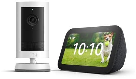 Echo Show 5 (Neueste Generation), Anthrazit + Ring Außenkamera Plus Akku (Outdoor Camera Plus neueste generation), mit Alexa+ Early Access
