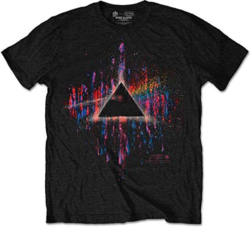 Rockoff Trade Men's Floyd Dsotm Pink Splatter T-Shirt, Black (Black Black), Large