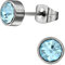 EYS JEWELRY Ohrstecker Damen rund 316L Chirurgenstahl Glitzer-Kristalle aquamarin-blau Damen-Ohrringe