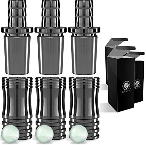 DILAW® Shisha V2A Edelstahl Adapter Schlauchadapter 18/8 Schliff Set 2-teilig Universal Hookah Wasserpfeife (3er Pack, Anthrazit Edelstahl)