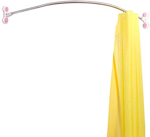 Hershii Eck Duschvorhangstange Gebogene Gardinenstange Badvorhangstange Rostfreier Stahl Duschstange Saugnapf/Bohren Zwei Installationsmethode,Wandmontage, 95x95cm