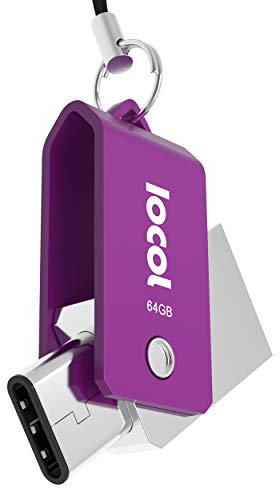 IOCOL dual USB Stick Mini: Ultra USB c Stick für typ Handy und Auto - 64GB Flash Drive in Lila