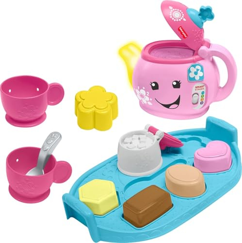 Fisher-Price Toddler Toy Laugh & Learn Sweet Manners Tea Set with Music & Lights for Educational Pretend Play Kids Ages 18+ Months