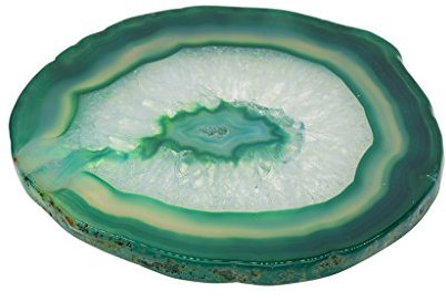 sharprepublic Tranche de Géode d'Agate Naturelle sous-Tasse Plateau Dessous De Tasse Verre Ustensile Cuisine - Vert