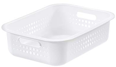 SmartStore 6L Recycled Plastic Storage Basket with handles - White - Sustainable, Stackable and Nestable - 10 Year Guarantee - Small basket - L37 x W28 x H10 cm