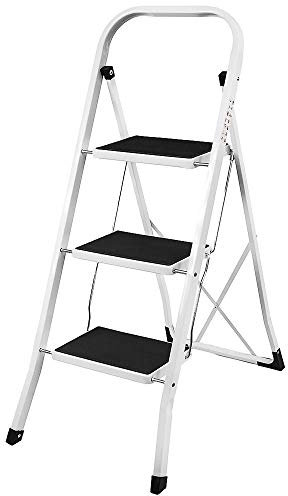 Escabeau de Cuisine escabeau Pliant léger à 3 marches Robuste jusqu'à 330 LB pour Une Utilisation Polyvalente dans la Cuisine du Bureau à Domicile