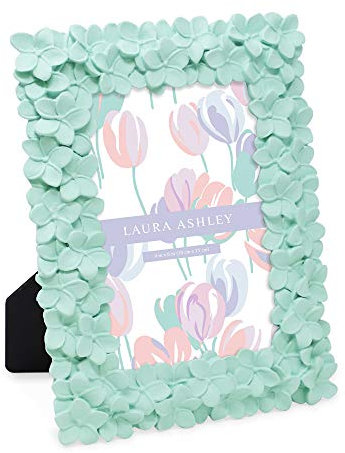 Laura Ashley 10,2 x 15,2 cm, Mintgrün, Blumenstruktur, handgefertigter Bilderrahmen aus Kunstharz, mit Staffelei und Haken für Tischplatte und Wand, dekoratives Blumendesign, Heimdekoration, Fotogalerie, Kunst (10,2 x 15,2 cm, mintgrün)