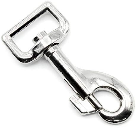 HEAVYTOOL Bolzenkarabiner 26mm x 79mm drehbarer gerader Wirbel Zinkdruckguss vernickelt (5 Stück) Haken Drehgelenk Hundeleine Halsband Taschen Schlüsselanhänger
