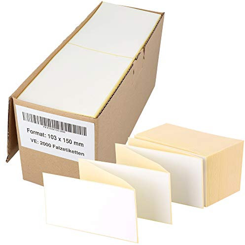 Labelident Versandetiketten DHL - 4x6 Zoll - 103 x 150 mm - 2.000 Thermo Falzetiketten in 1 Packung, selbstklebend, Leporello Etiketten, DHL 910-300-400 Common Label, DHL 910-400-000 Common Label