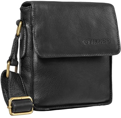 STILORD Nate Herrentasche Leder klein Umhängetasche Schultertasche Männer Handtasche Messenger Bag Vintage echtes Leder Farbe:schwarz