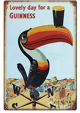 Boggevi Kells Lovely Day For A Guinness – Tukan-Blechschild – Vintage Metallschild für Männerhöhlen, Küchen, Bars, Pubs & mehr (Lovely Day Tucan) – Blechschilder Metallplakat Geschenk 200 mm x 300 mm