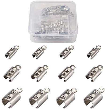 Beadthoven Lot de 400 extrémités de cordon à sertir pliables en acier inoxydable 3 tailles pour la fabrication de bijoux et la réparation