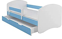 BDW Kinderbett Jugendbett mit Einer Schublade und Matratze BLAU 140x70 || BESTPREIS ||