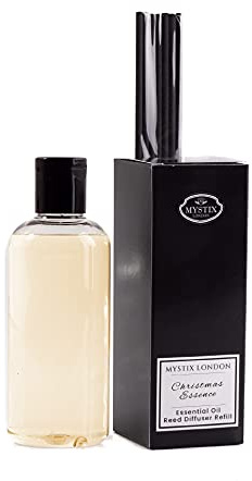 Mystix London Essential Oil Reed Diffuser | Christmas Essence | Festive Home Fragrance with Cedarwood, Clove & Citrus | Safe & Long-Lasting | 250ml Refill Bottle
