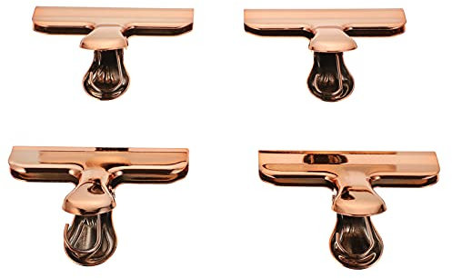 Cabilock 4 Stücke Edelstahl Verschlussklammern Dichtungsclips Lebensmittel Bag Tüten Clips Verschlussclips Beutelklammern Tütenclips Büroklammern Klammern für Tüten Beutel Küche Büro Gold