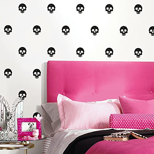 RoomMates RMK12123RL Disney Cruella Black Glamour Skulls Peel and Stick Wallpaper