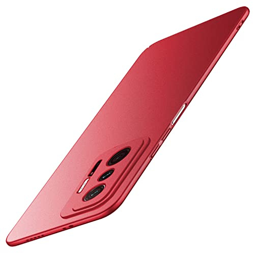 Galful Xiaomi Mi 11T Pro Hülle 5G, Ultra Dünn Matte Handyhülle Slim Schutzhülle Kratzschutz Hardcase Anti-Rutsch Bumper Hard PC Xiaomi Mi 11T /11 T Pro Case Cover rot