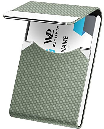 Waylipun porta biglietti da visita, Porta biglietti da visita in pelle PU, Porta Biglietti da Credito in Acciaio Inox con fibbia magnetica per Uomini e Donne, per viaggi e affari - Verde