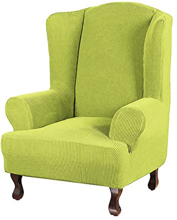 GUYIRT rutschfest Ohrensessel Bezug 1 Stück Sesselhusse Premium Entfernbar Sesselbezug Jacquard-Spandex-Stoff Ohrensessel Überzug Für Wohnzimmer -hellgrün