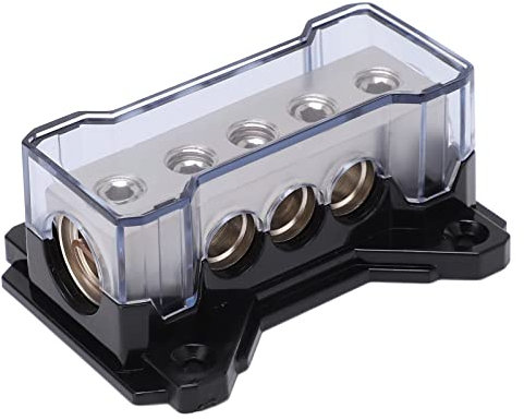 Car Audio Power Distribution Block 0GA in 4GA Out Zinc Alloy Chrome Plated Amp Ground Distributor for Auto Car Audio Splitter Amplifier
