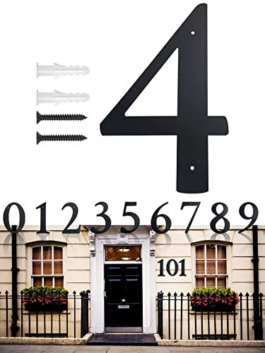 FINYSHIKK 11 Inch Extra Large House Numbers, Address Numbers Elegant Black Finish Numbers Solid Metal House Sign for Door Plate for Home Gate Building Store Mailbox (4)