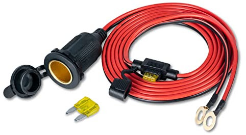 FBBULES 12V/24V Auto Steckdose, Zigarettenanzünder Buchse Wasserdicht Kfz Steckdose mit 2 Stück 20A Sicherung und 2M 14AWG Verlängerungskabel für Auto Motorrad Marine Wohnmobil Boot