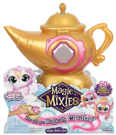 My Magic Mixie - Lampara Mágica de Color Rosa, Juguete Interactivo, Juego de Magia con muñeco de un Genio Mixie, con Luces, Sonidos y Efectos de Niebla, para niños y niñas +5 años, Famosa (MGX09100)