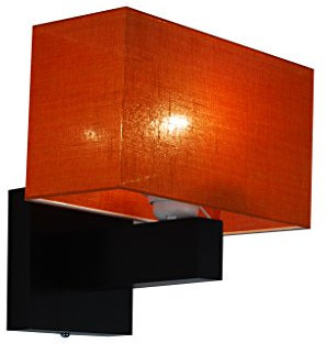 alfalux Wandleuchte Innen Wandlampe Mit Lampenschirm LED Lampe Aus Holz Für Wohnzimmer Schlafzimmer Kinderzimmer Treppenhaus Wandlampen Wandleuchten Orange JK2ORD