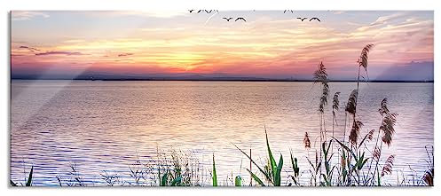 Pixxprint Glasbild Panorama, Wandbild aus Echtglas, Steg mit Ausblick aufs Meer, 100x40 cm, inkl. Aufhängung und Abstandshalter