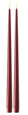Deluxe Homeart Indoor Flameless LED Dinner Candle - Set of 2 - with Real Flame™ Technology - Battery Powered Candle (38 cm, Bourgogne Red)