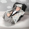 Joyz Einschlagdecke mit Kapuze, Zebra mit grauem Minky, 100% Baumwolle, 84x84 cm, Doppelseitig, Universal für Babyschale, Autositz, Kinderwagen oder Buggy, Kuscheldecke Ganzjahresdecke Babydecke Decke