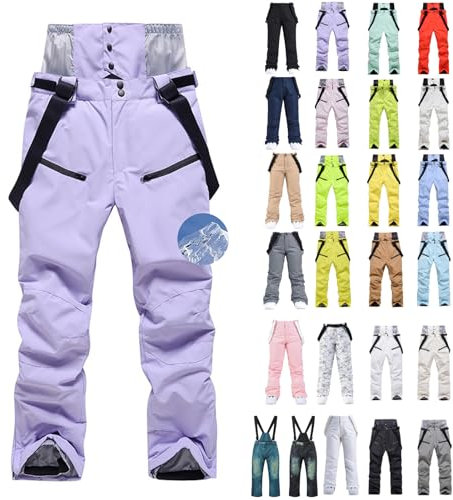 Generisch Skihose Damen - Skihose Damen Wasserdicht Schneehose Herren Snowboardhose Winter Kurzgröße 50 Große Größen 48 Ski Anzug Eng High Waist S