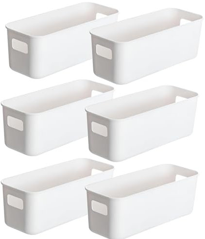 6 Stück Aufbewahrungsbox Kunststoff Aufbewahrungskorb mit Griffen Boxen Aufbewahrung Küche Aufbewahrungsboxen Küchenschrank Organizer box für Badezimmer Regal Ordnungsboxen Kunststoffbox (6 Stück)
