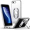 SHIELDS UP for iPhone SE 3 2022/SE 2020 Case with Stand, Clear Phone Case with Double Ring Holder - Adjustable & Fodable