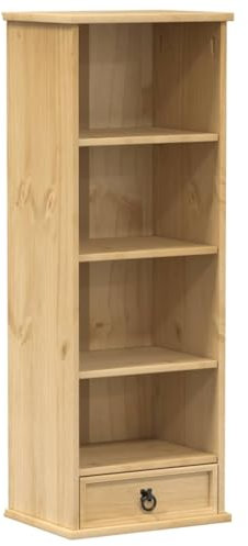vidaXL CD Schrank, Bücherregal mit Fächern Schublade, Bücherschrank für Wohnzimmer Schlafzimmer Büro, Standregal, Massivholz Kiefer