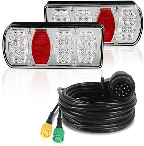 Yinaolan 13-Poliger LED Rückleuchten Satz für Anhänger Beleuchtung mit 13 poligem Stecker - 5m Kabel- 2x 5poliger Bajonettverbindung