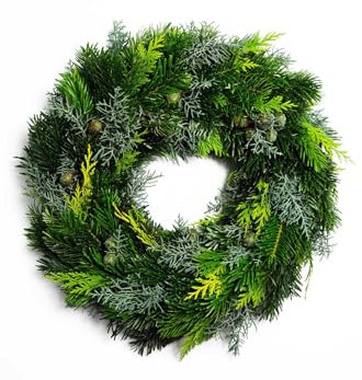 Adventskranz echt - Tannenkranz - Mixtellerkranz Nordmann-Konifere natürlicher Adventskranz - einseitig gebunden - Weihnachten (Durchmesser 30 cm)