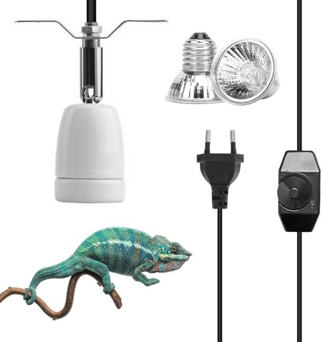 Joycabin Wärmelampe Fassung Keramik für Reptilien, Heiz Lampenfassung, E27 Keramik Wärmelampe Lampenfassung, Porzellanfassung 360° Drehbar, Dimmbar, für Schildkröte, Eidechse, Schlange, Hühner, Vögel