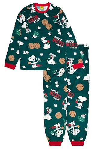 Peanuts Unisex 2-Piece Loose-fit Pajama Set, Matching Family Holiday Pajamas, Soft & Comfortable Pyjamaset, Fam_Another Cocoa, S