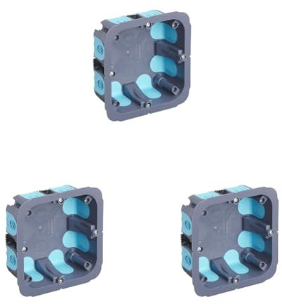 DEBFLEX Boite de dérivation électrique étanche ext. 100x100x40 + couvercle (Lot de 3) - Gris/Bleu/Blanc - Polypropylène - IP54, RE 2020