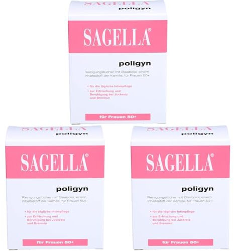 SAGELLA poligyn Reinigungstücher - Sanfte Pflege für die Intimpflege (für Frauen ab 50) (Packung mit 3)