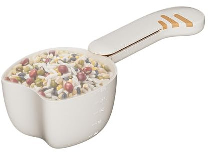 WJnflQN Dog Food Measuring Scoop, Rice Measuring Spoon with Bag Clip, Cat Shape Rice Measuring Scoop for Cat Dog Food, Cat Treat Cup with Bag Clip, Pet Food Spoon