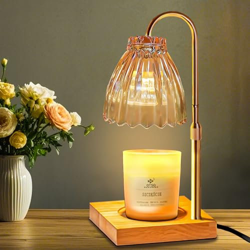 WAEUUKKPO Kerzenwärmer Lampe mit Timer und Dimmer, höhenverstellbar Candle Warmer Lamp, Kerze Heizlampe für Duftkerzen mit 2 Glühbirnen, Valentinstag Geschenke, Haus Erwärmung Geschenk-Gold