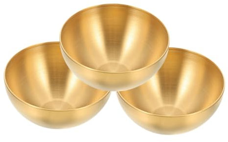 LOPUNER 3pièces Lot De Bols Salade Acier Inoxydable Doré Réutilisables Pour Fruits Snacks Et Salades Design Coréen Élégant Et Pratique