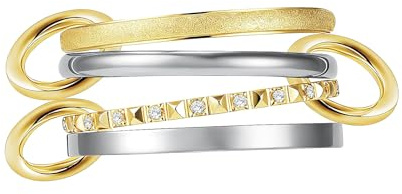 Tolldek Gold Stapelbar Ringe für Damen Nicht anlaufen, Cubic Zirkonia Ringe, Silber Gold Multi Ring Mixed Metals Stack Ring Set Valentinstag Geburtstag Muttertagsgeschenk Gr.54 (17.2)