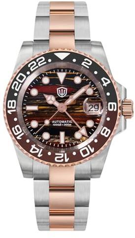 watchdives Sub GMT-Uhren für Herren WD16760, NH34 Automatische Armbanduhr Taucheruhr, 40 mm Keramiklünette Saphirglas 300 M Wasserdicht