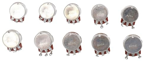 Yctze Gitarrentöpfe, 25K-Potentiometer, 18-mm-Schaft, M8-Gewinde für Gitarren-Lautstärkeregelung – 10 Stück Ersatz für Gitarren mit 18-mm-Schaftlänge (A25K)