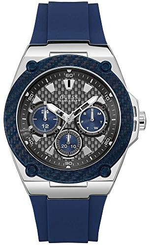 Guess Mens Quartz Watch, Multi dial Display and Silicone Strap W1049G1